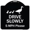 Signmission Designer Series-Drive Slowly 5 Mph Please W/ Duck & Ducklings Walking Grap, 18" x 18", BW-1818-9979 A-DES-BW-1818-9979 - alternate 1